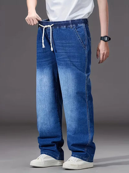 Men's Elasticated Trousers, Loose Fit Denim