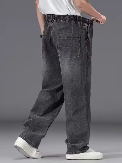 Men's Elasticated Trousers, Loose Fit Denim