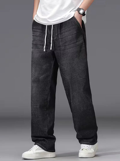 Men's Elasticated Trousers, Loose Fit Denim