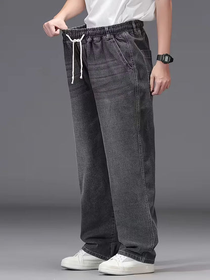 Men's Elasticated Trousers, Loose Fit Denim