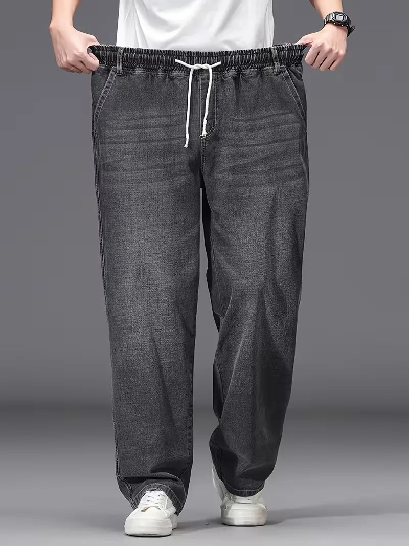 Men's Elasticated Trousers, Loose Fit Denim