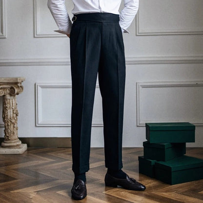 High-Waisted Trousers with Front Pleats