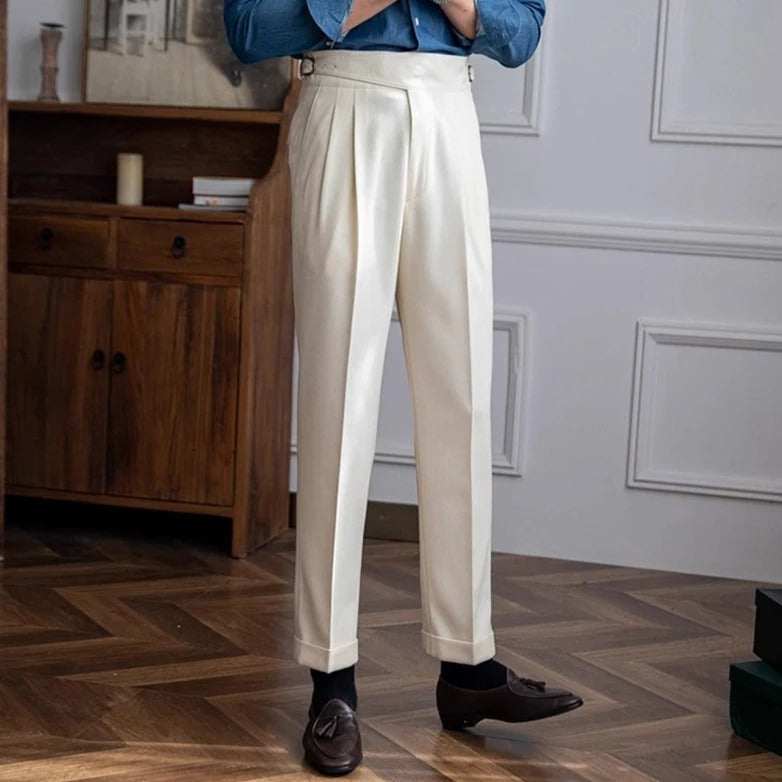 High-Waisted Trousers with Front Pleats