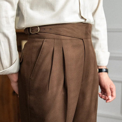High-Waisted Trousers with Front Pleats