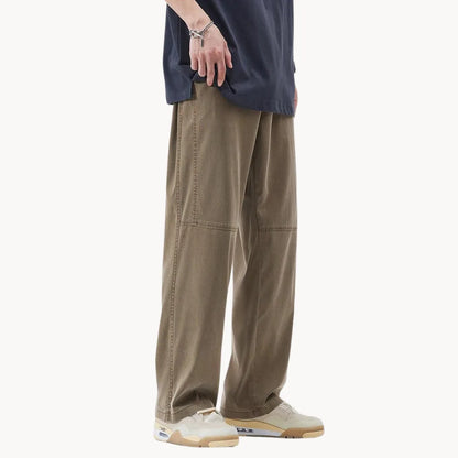 Men's Straight Fit Trousers with Elastic Waist