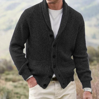 V-neck Cardigan with Rib Structure