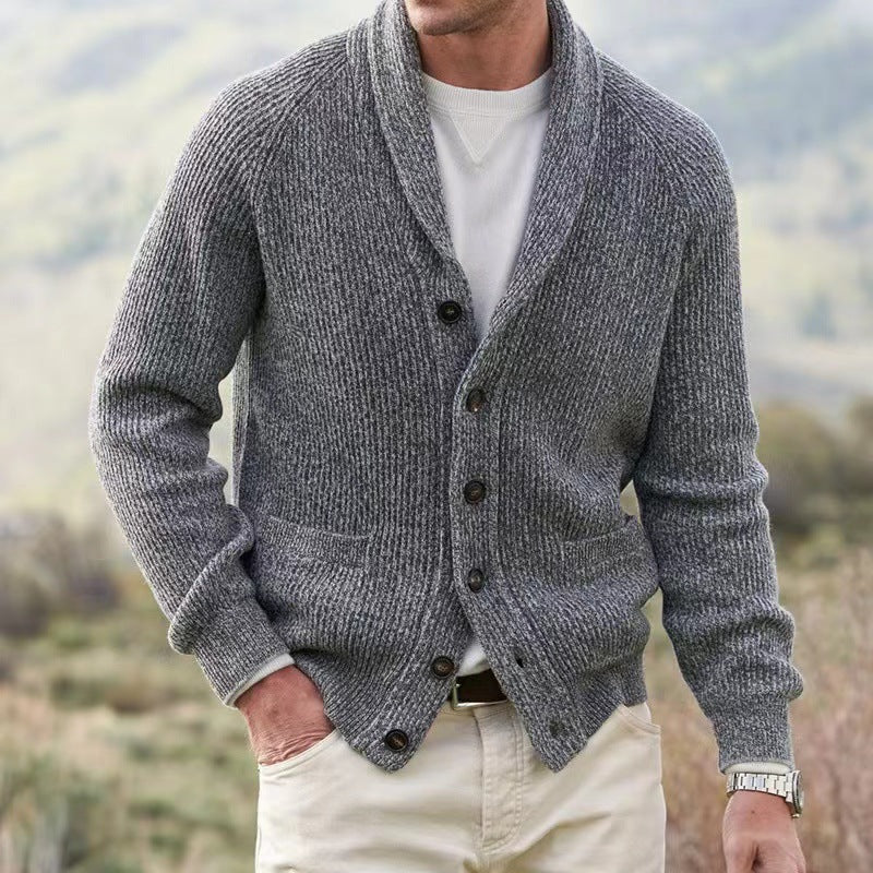 V-neck Cardigan with Rib Structure