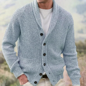V-neck Cardigan with Rib Structure