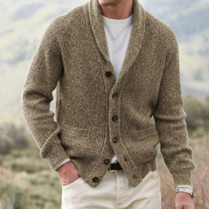 V-neck Cardigan with Rib Structure