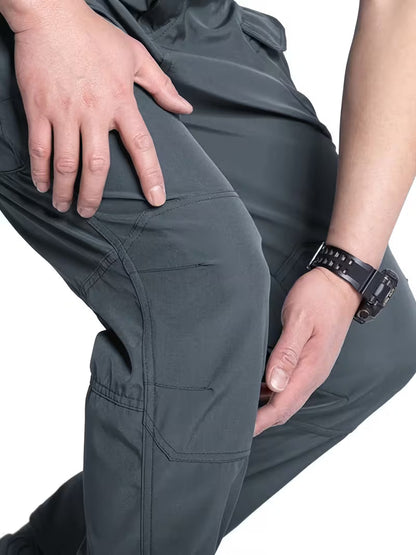 Cargo trousers with stretchy material and multiple pockets