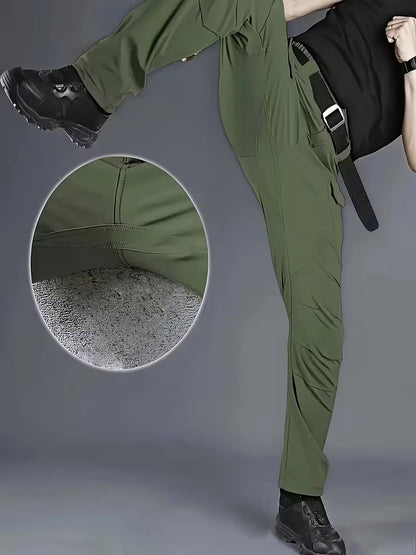 Cargo trousers with stretchy material and multiple pockets