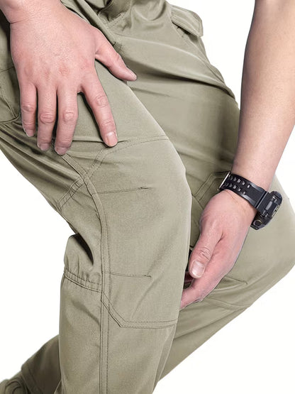 Cargo trousers with stretchy material and multiple pockets