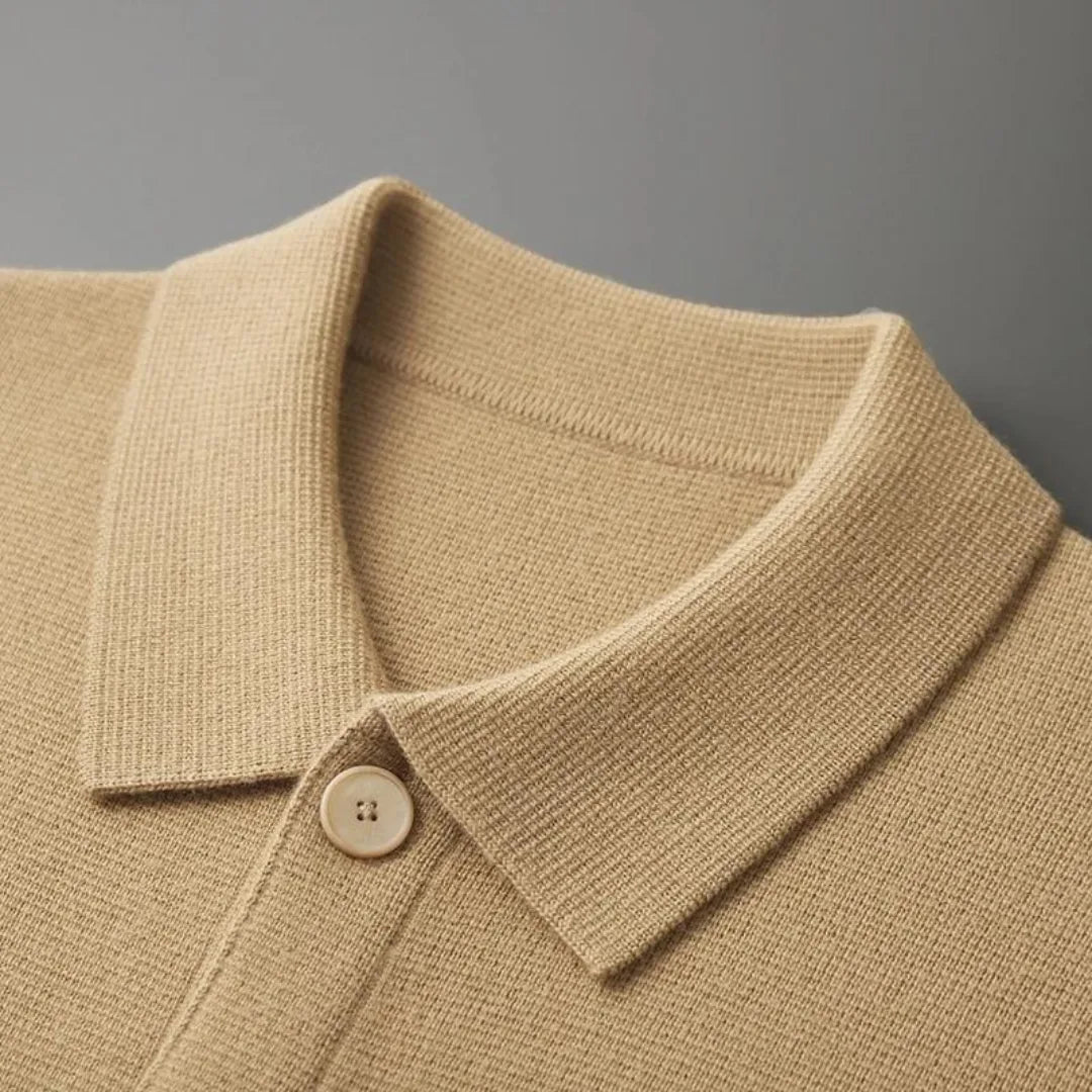 Cashmere coat with stand-up collar and flap pockets