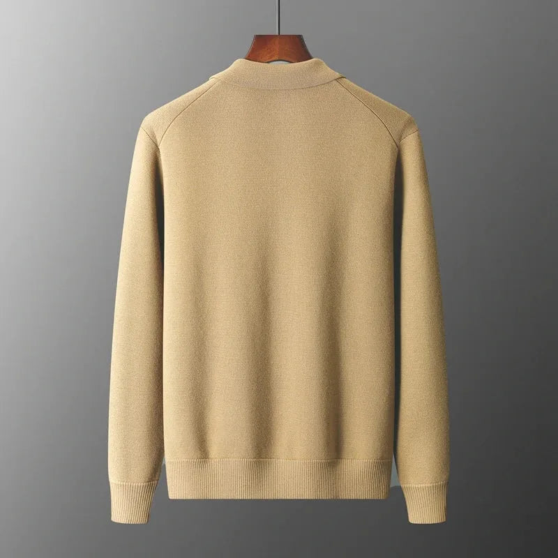 Cashmere coat with stand-up collar and flap pockets