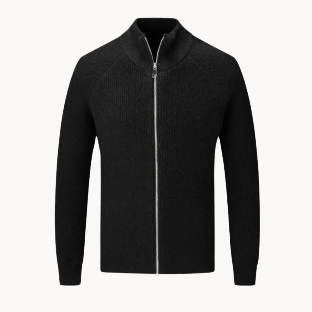 Hugo | Cashmere Jumper with Full Zip and Stand-Up Collar