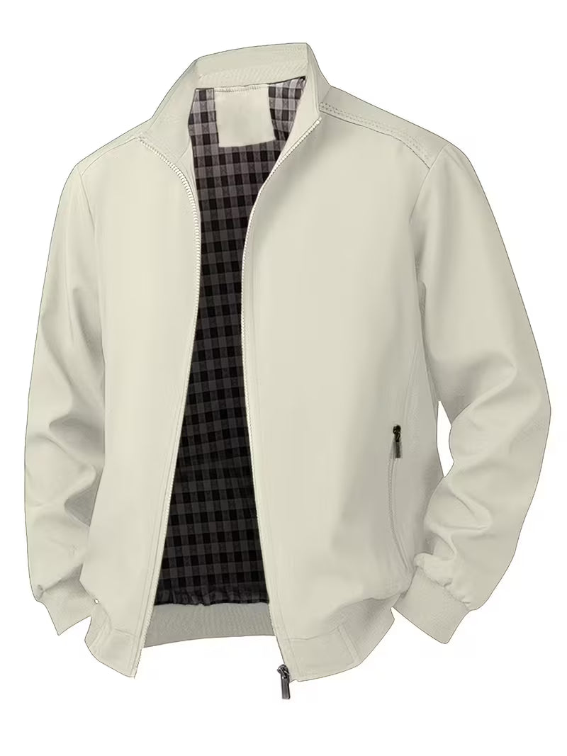 Casual bomber jacket with stand-up collar