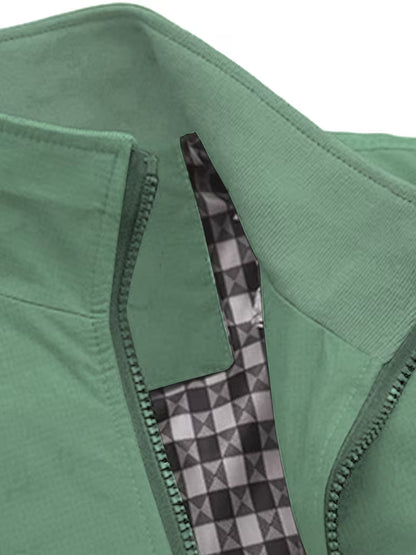 Casual bomber jacket with stand-up collar