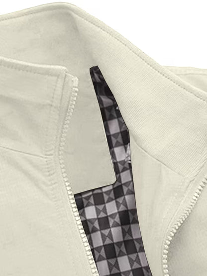 Casual bomber jacket with stand-up collar