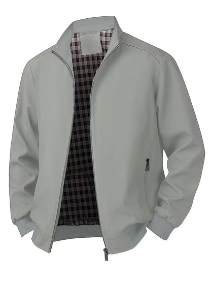 Casual bomber jacket with stand-up collar