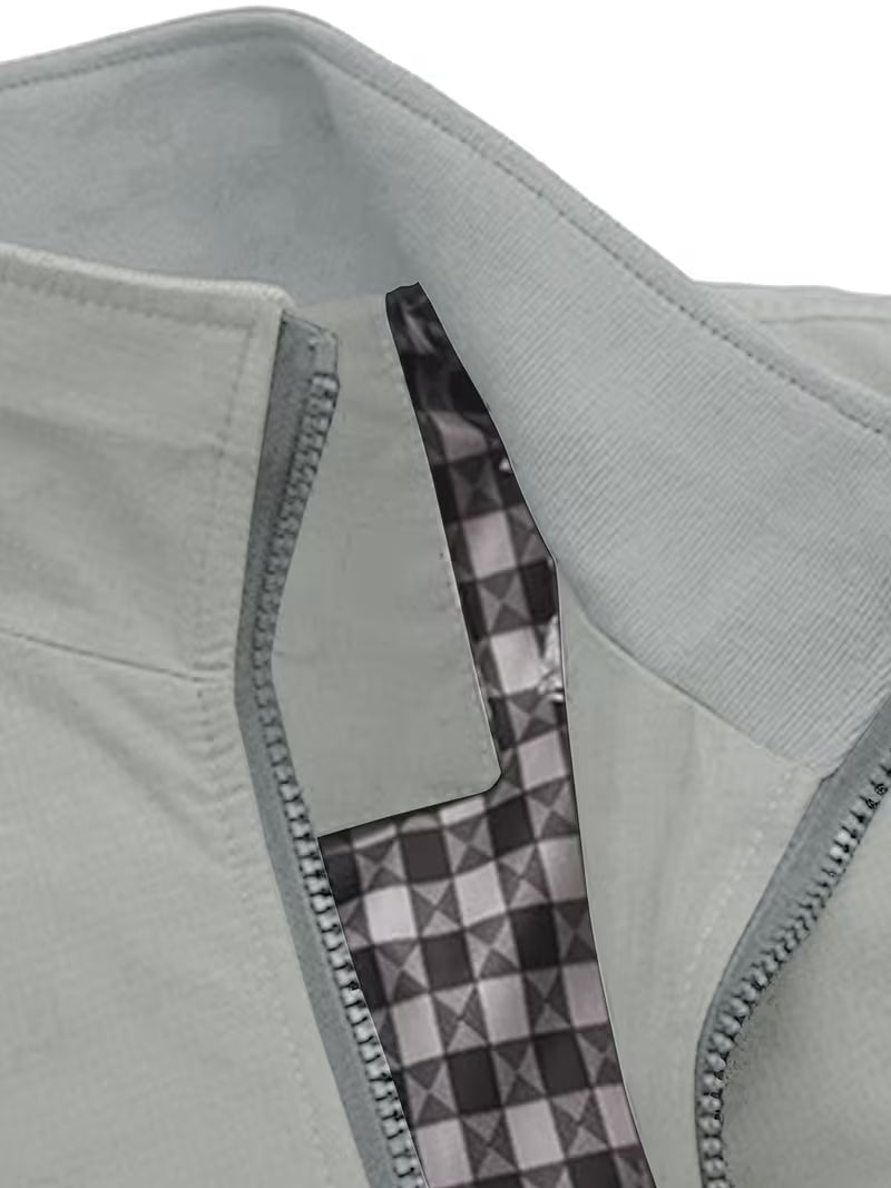 Casual bomber jacket with stand-up collar