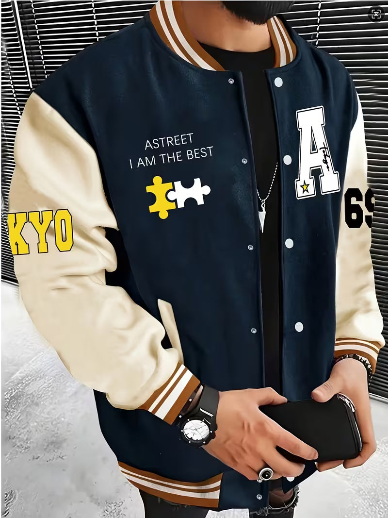 Casual jacket with colour-block design and baseball collar