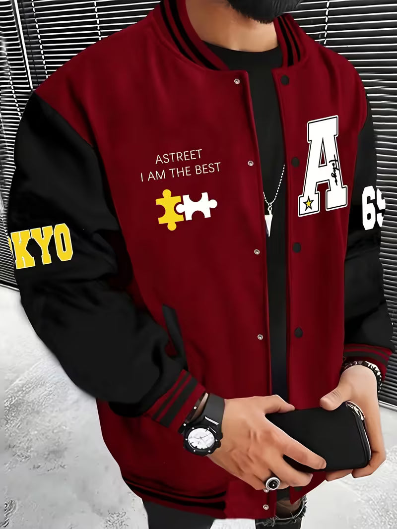 Casual jacket with colour-block design and baseball collar