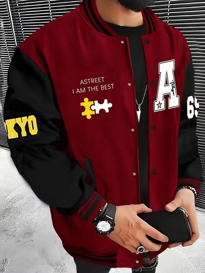 Casual jacket with colour-block design and baseball collar