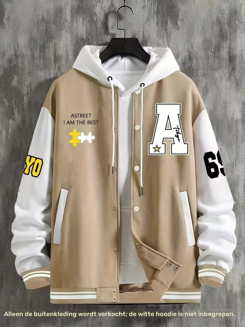 Casual jacket with colour-block design and baseball collar