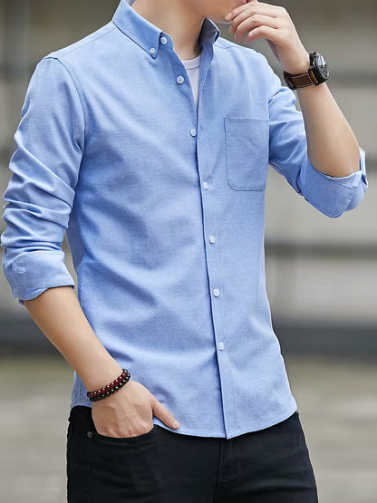 Casual shirt with long sleeves and chest pocket