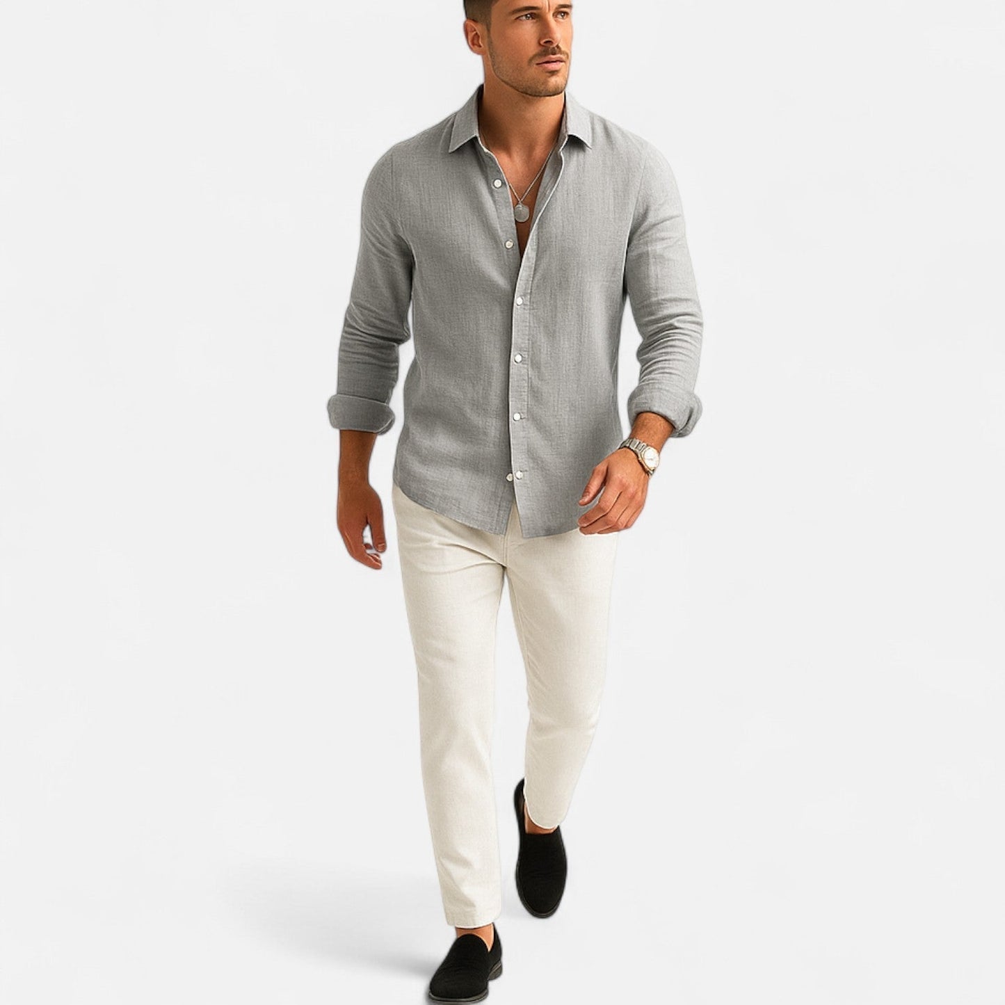 Casual shirt with long sleeves and regular fit