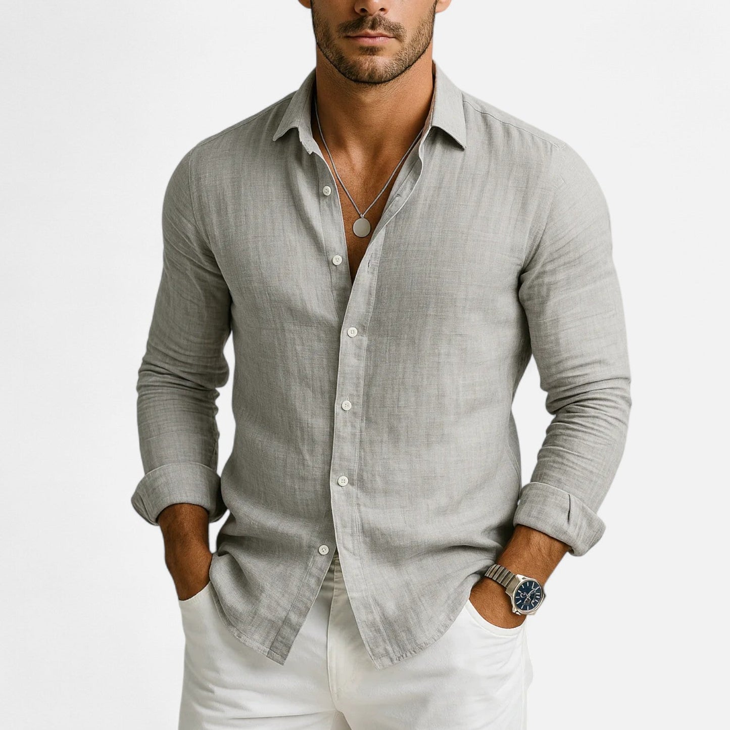 Casual shirt with long sleeves and regular fit