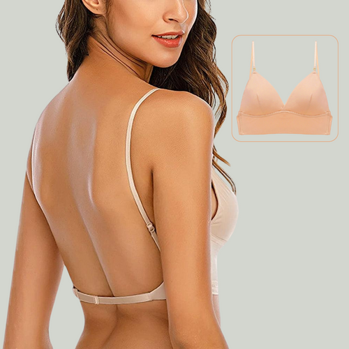 Comfortable bra with low back and thin shoulder straps