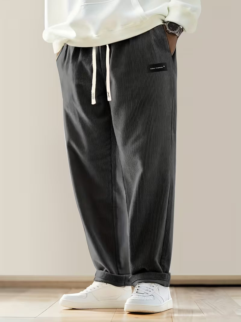 Corduroy Trousers with Loose Fit and Straight Legs
