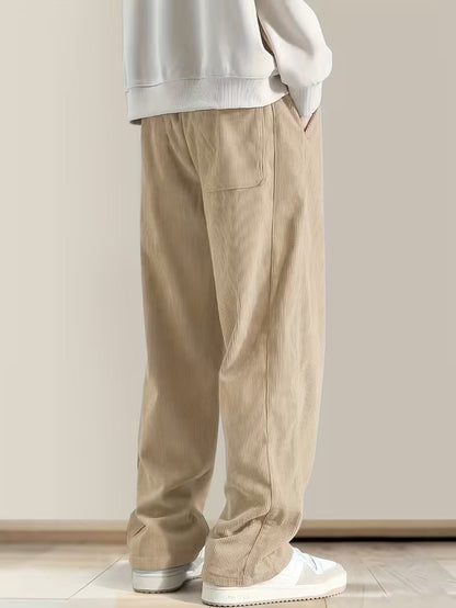 Corduroy Trousers with Loose Fit and Straight Legs