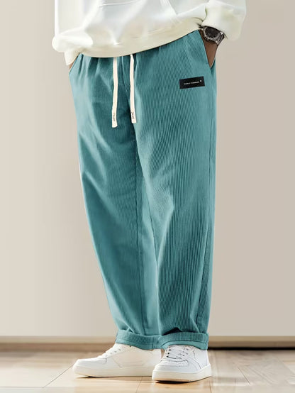 Corduroy Trousers with Loose Fit and Straight Legs