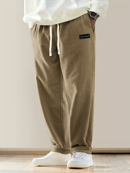 Corduroy Trousers with Loose Fit and Straight Legs