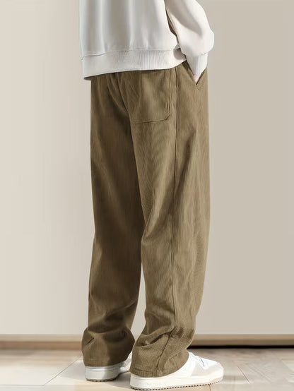 Corduroy Trousers with Loose Fit and Straight Legs