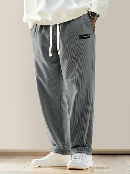 Corduroy Trousers with Loose Fit and Straight Legs