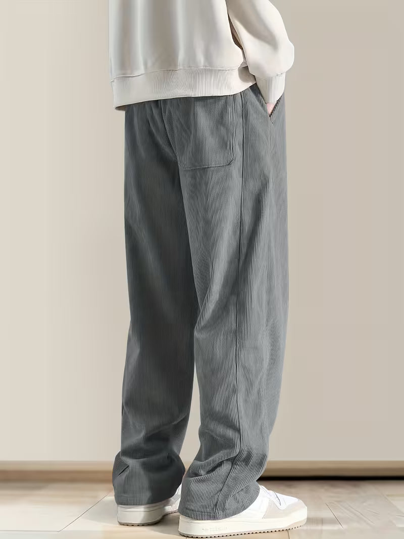 Corduroy Trousers with Loose Fit and Straight Legs