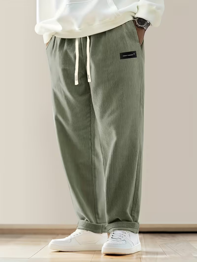 Corduroy Trousers with Loose Fit and Straight Legs