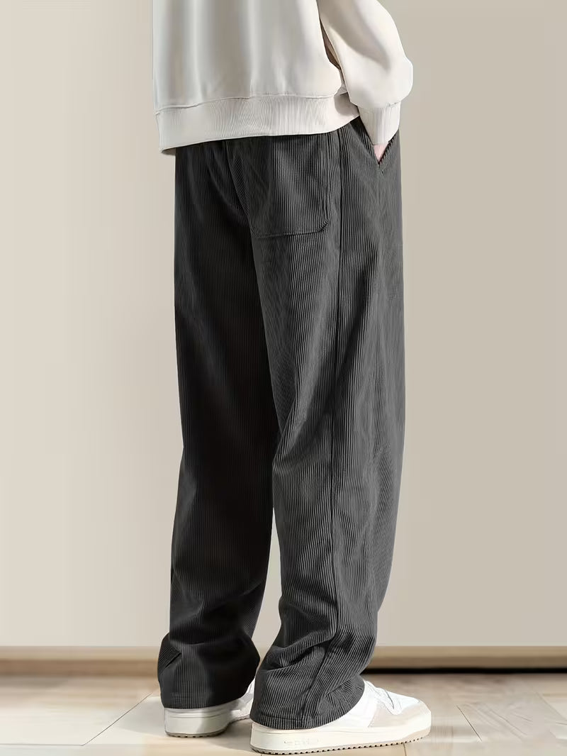 Corduroy Trousers with Loose Fit and Straight Legs