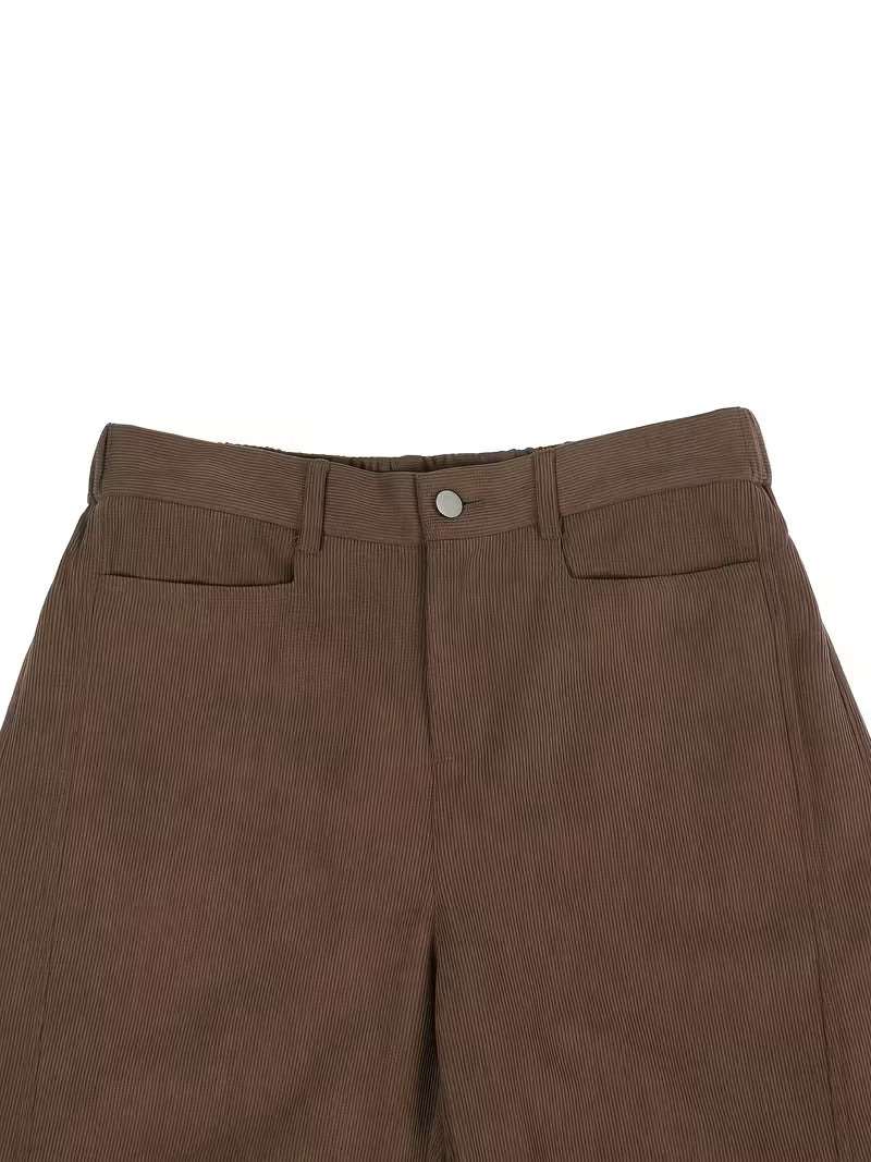 Corduroy Trousers with Loose Straight Legs