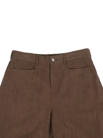 Corduroy Trousers with Loose Straight Legs