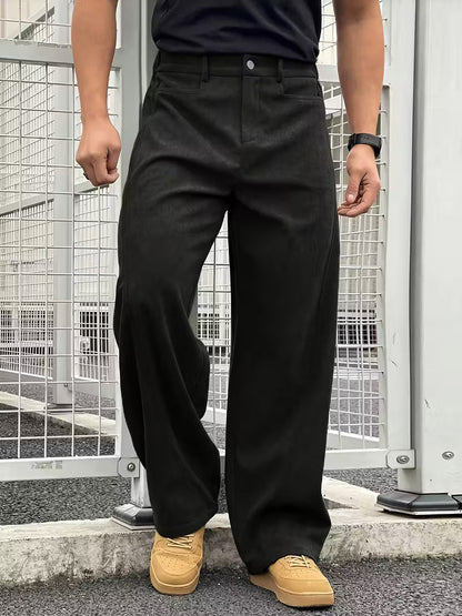 Corduroy Trousers with Loose Straight Legs
