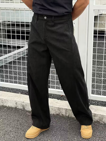 Corduroy Trousers with Loose Straight Legs