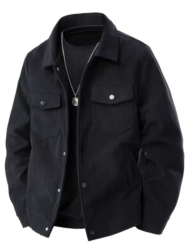 Corduroy jacket with two chest pockets and classic collar