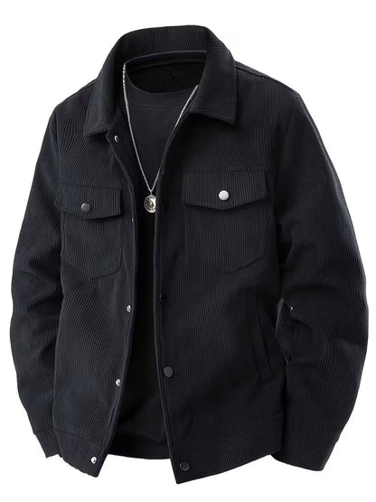 Corduroy jacket with two chest pockets and classic collar