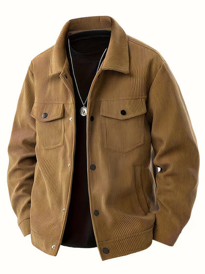 Corduroy jacket with two chest pockets and classic collar