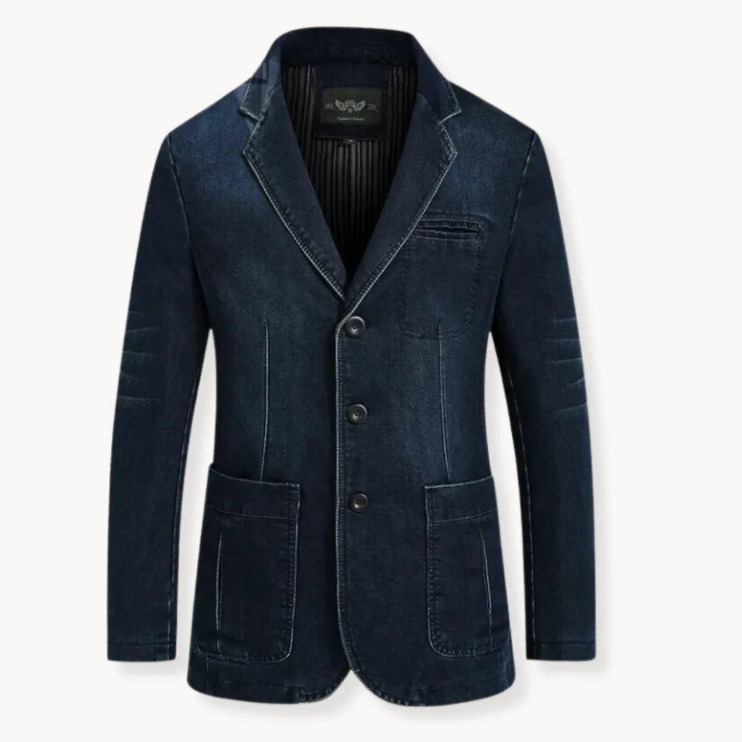Hugo | Denim blazer with lapel collar and patch pockets