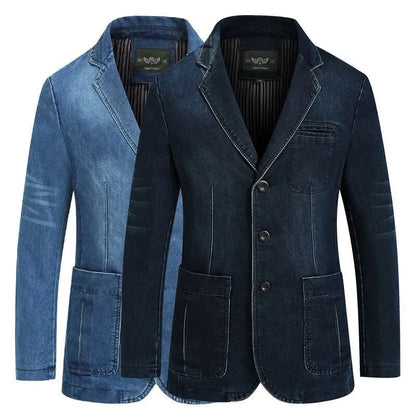Hugo | Denim blazer with lapel collar and patch pockets